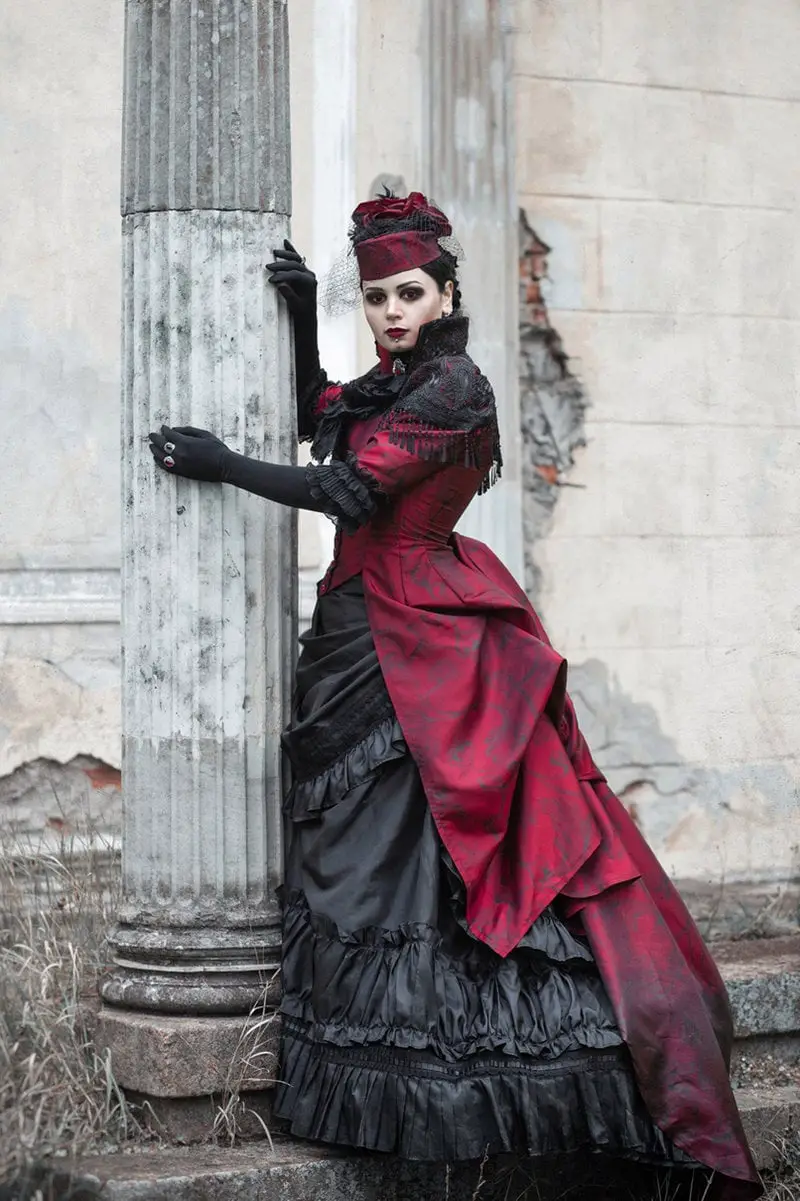 Victorian Gothic Gown with Layered Ruffled Skirt Victorian Gothic Gown with Layered Ruffled Skirt — Classy Gothic Style