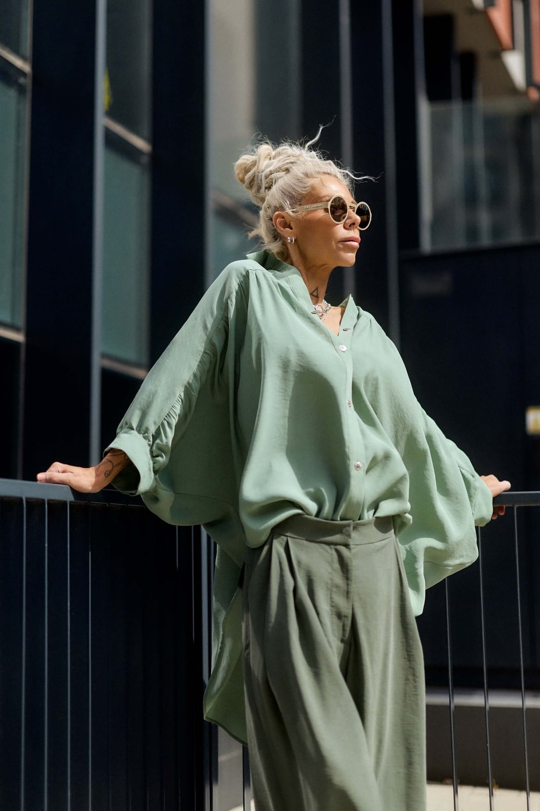 Sage Green Monochromatic Outfit — Classy Green Pants Outfits
