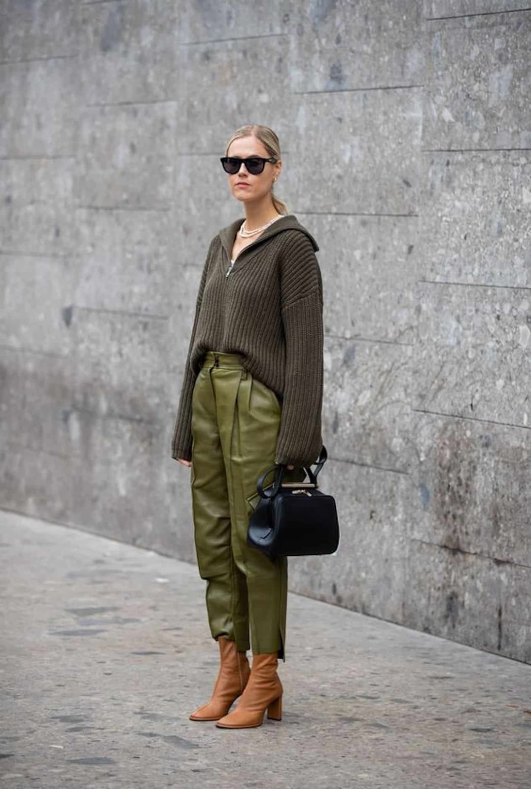 Olive Green Leather Trousers for Smart Casual — Classy Green Pants Outfits
