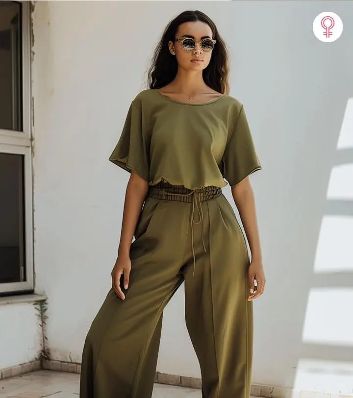 Minimalist Olive Green Trousers and Top — Classy Green Pants Outfits
