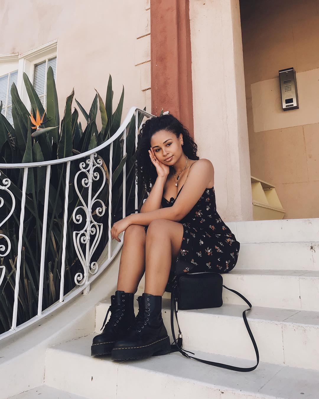 Floral Slip Dress with Platform Boots Floral Slip Dress with Platform Boots — Classy Grunge Outfits