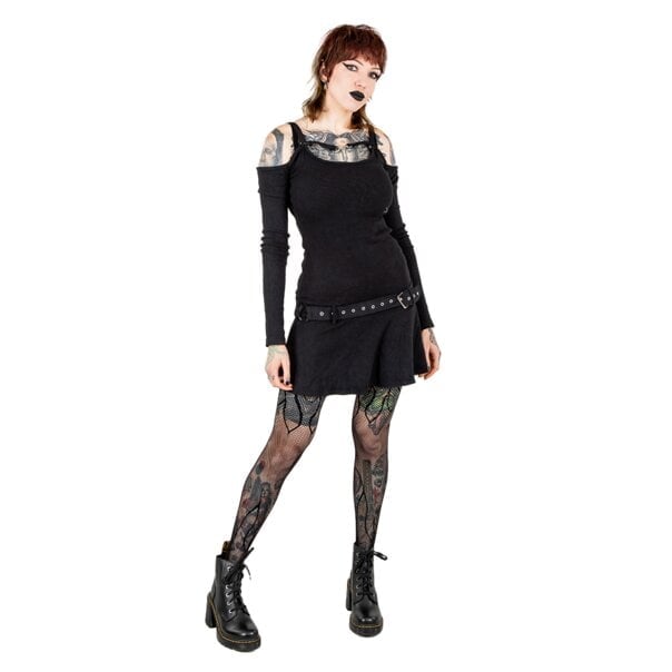 Distressed Knit Dress with Fishnet Stockings Distressed Knit Dress with Fishnet Stockings — Classy Grunge Outfits