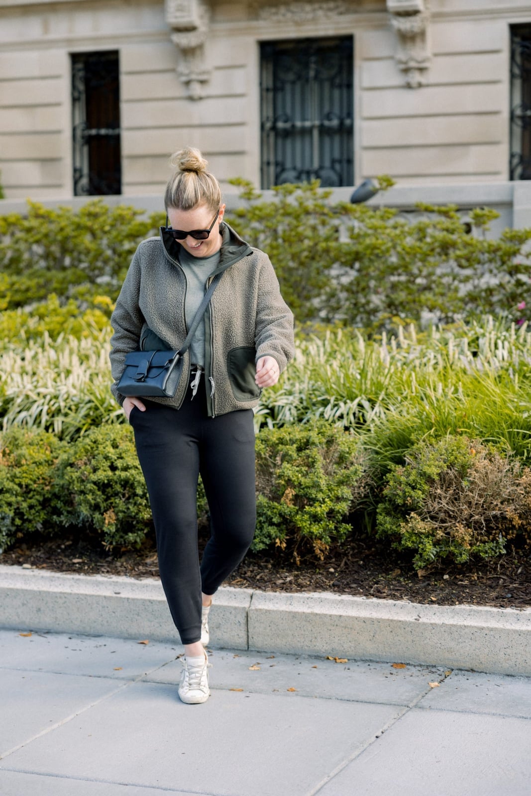 Textured Olive Green Fleece Jacket With Charcoal Joggers Textured Olive Green Fleece Jacket With Charcoal Joggers — Classy Gym Outfits