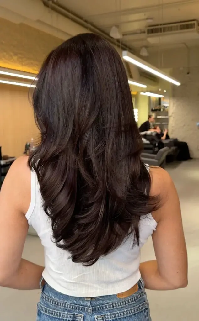 Back View Of Mid-Back Layers With Volume — Classy Hair Care Routine