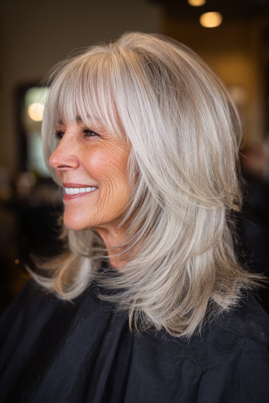 Ash Blonde Shag With Curtain Bangs Ash Blonde Shag With Curtain Bangs — Classy Hair Pictures