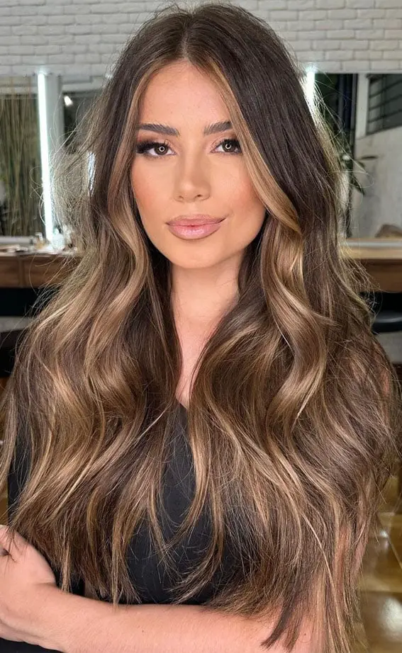 Long Dark Brown With Blonde Highlights Long Dark Brown With Blonde Highlights — Classy Hair Pictures