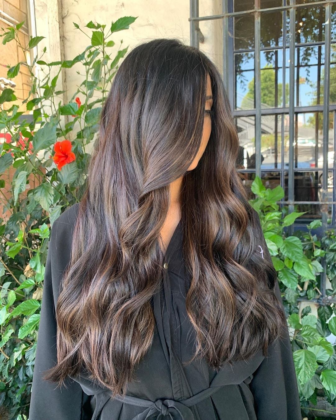 Long Dark Brown Layers With Balayage Long Dark Brown Layers With Balayage — Classy Hair Pictures