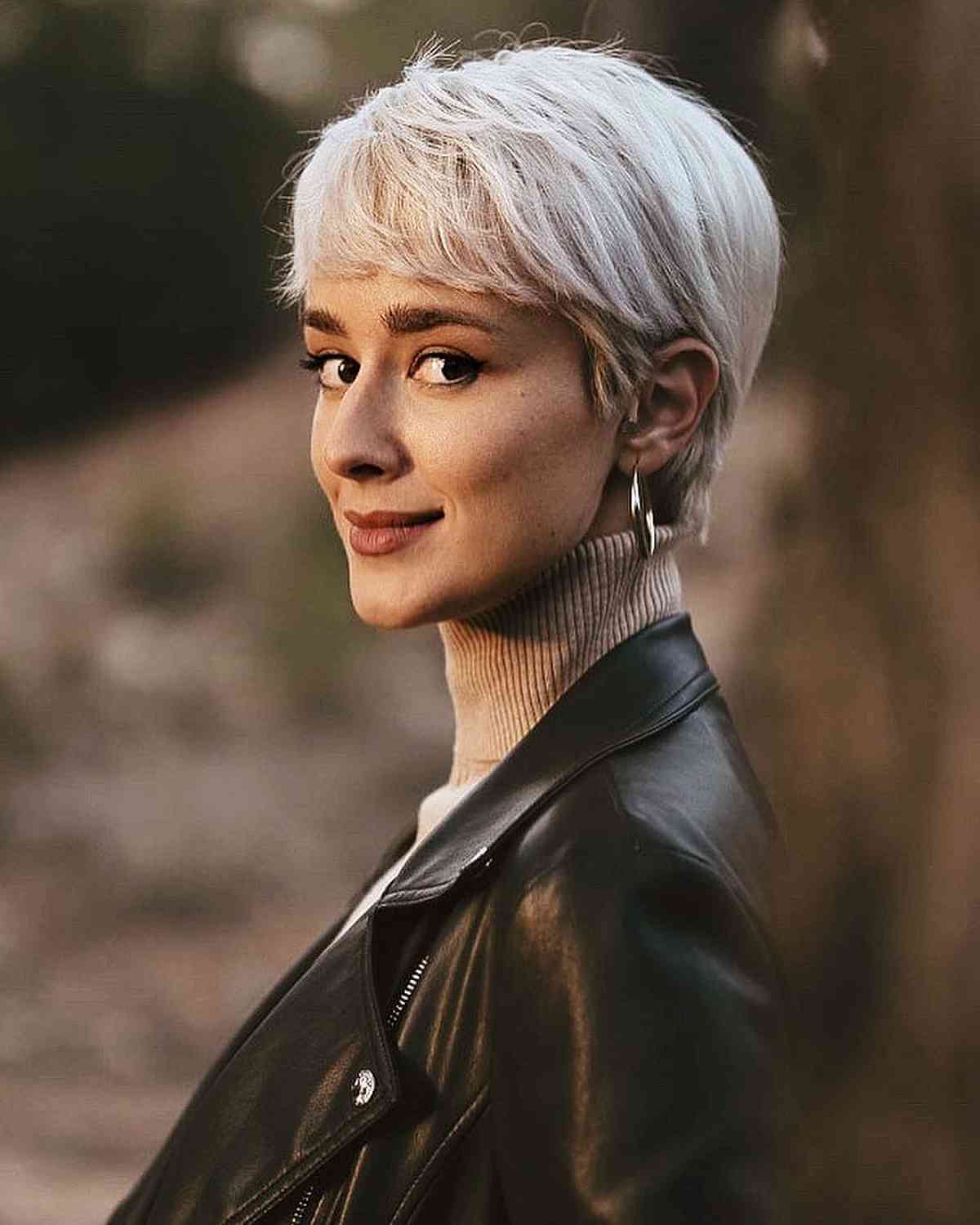 Platinum Pixie With Short Swept Fringe Platinum Pixie With Short Swept Fringe — Classy Hair with Bangs