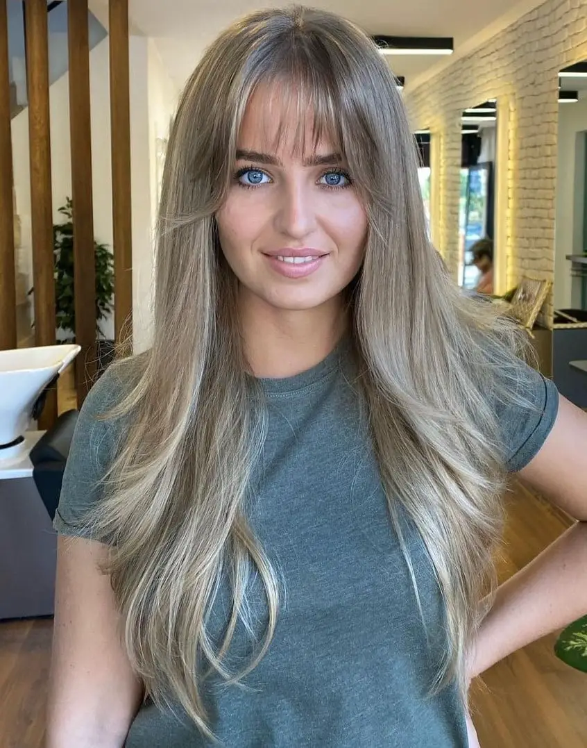 Long Ash Blonde With Face Framing Bangs Long Ash Blonde With Face Framing Bangs — Classy Hair with Bangs