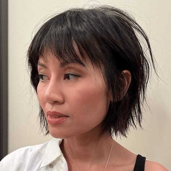 Short Black Bob With Choppy Bangs Short Black Bob With Choppy Bangs — Classy Hair with Bangs