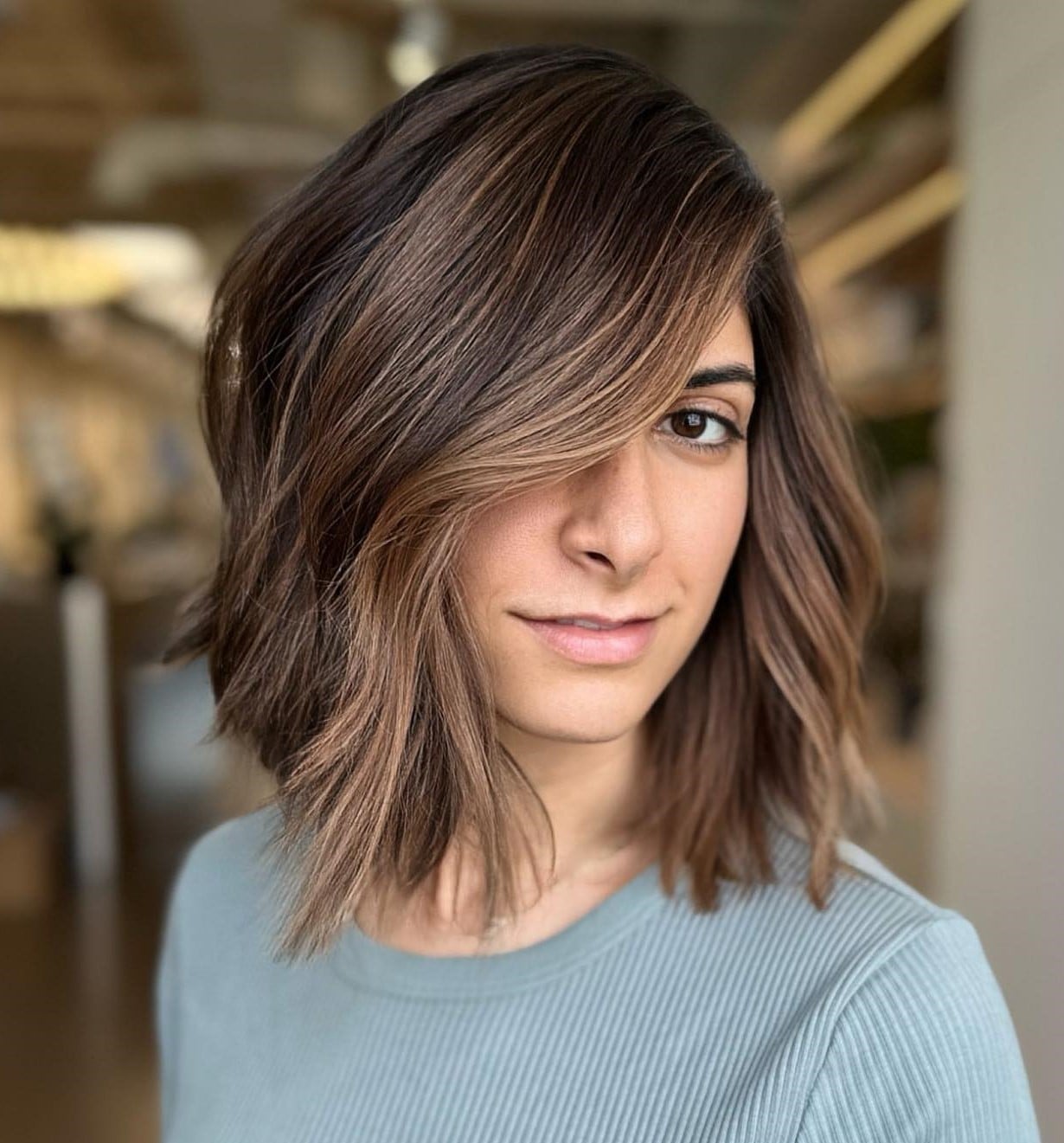 Collarbone Lob With Multi-Dimensional Color Collarbone Lob With Multi-Dimensional Color — Classy Hairstyles for Thick Hair