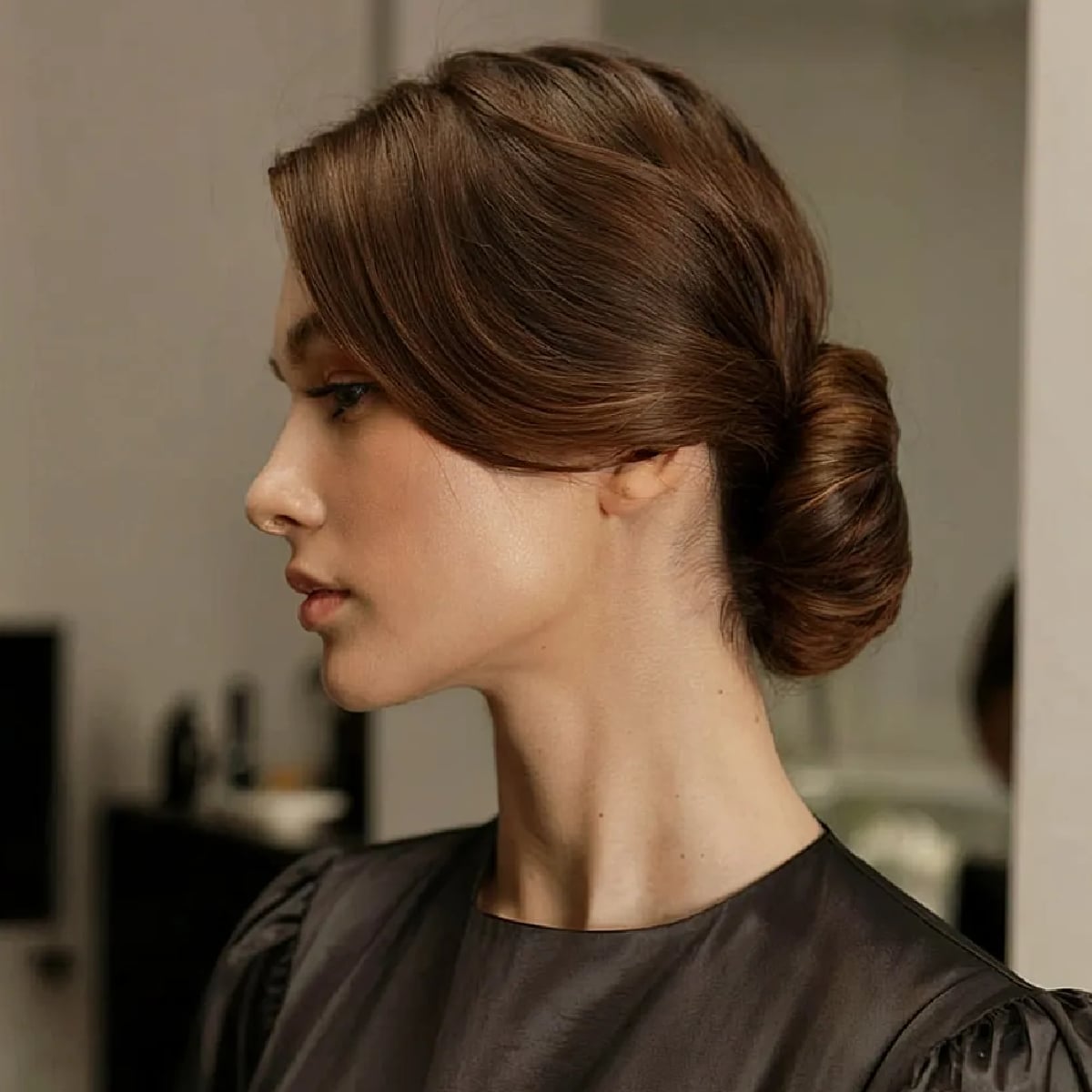 Sleek French Twist Updo With Side Bangs Sleek French Twist Updo With Side Bangs — Classy Hairstyles to Do