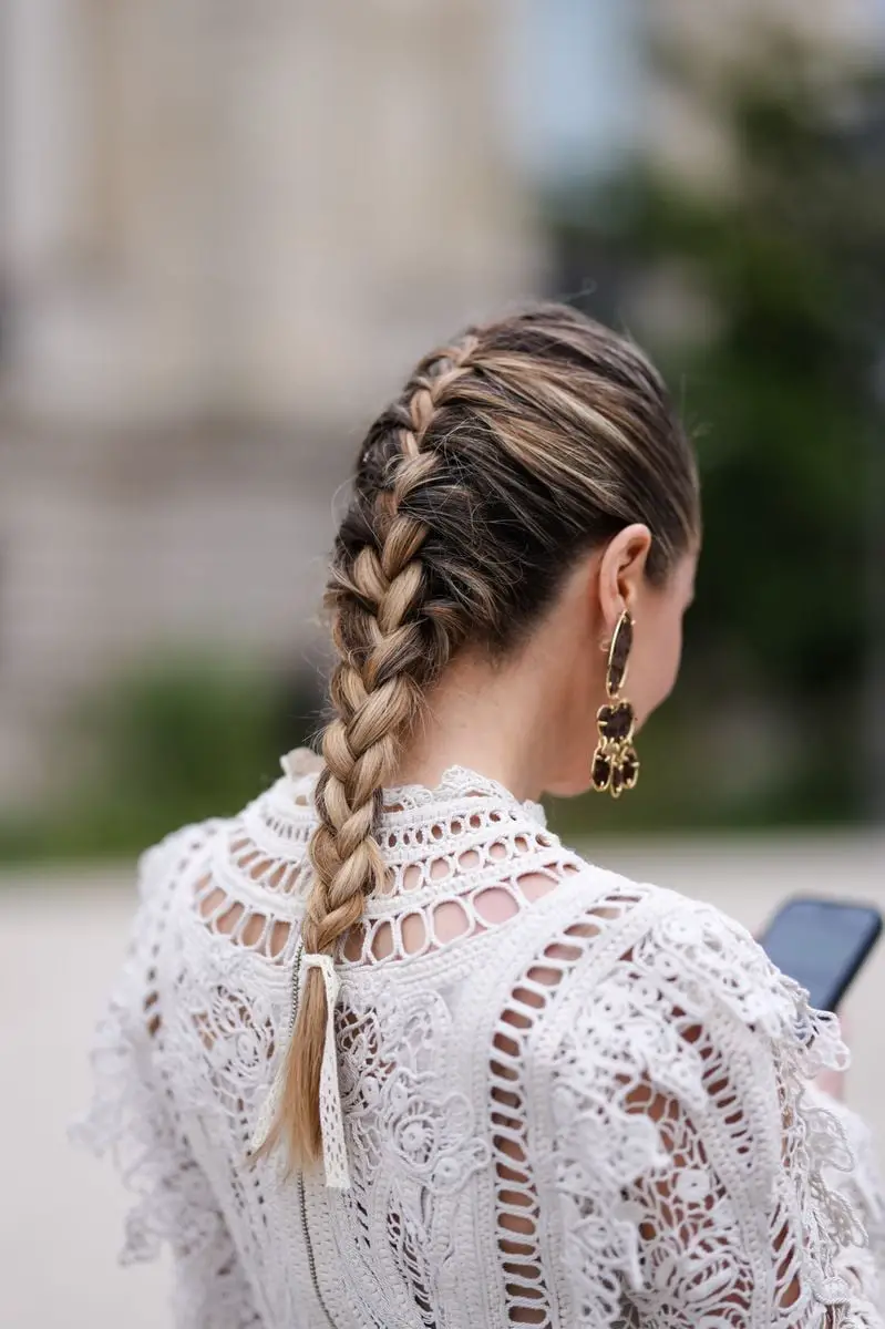 Blonde Neat French Braid With Ribbon Blonde Neat French Braid With Ribbon — Classy Hairstyles to Do
