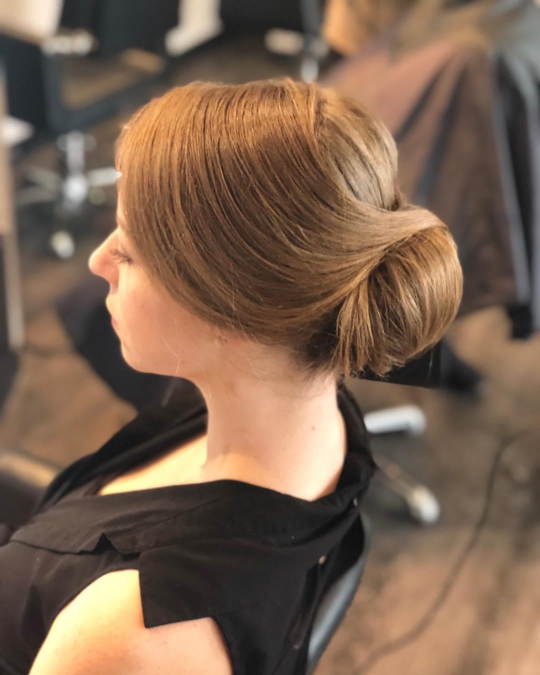 Medium Brown Classic Low Chignon Medium Brown Classic Low Chignon — Classy Hairstyles to Do