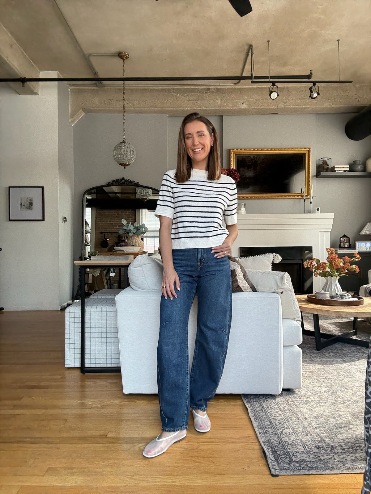 Striped Knit Top with Straight-Leg Jeans Striped Knit Top with Straight-Leg Jeans — Classy High School Outfits