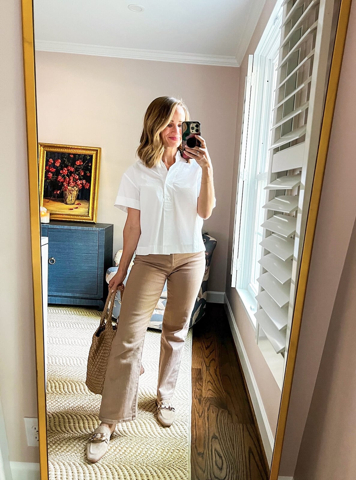 White Button-Up Shirt with Tan Trousers White Button-Up Shirt with Tan Trousers — Classy High School Outfits