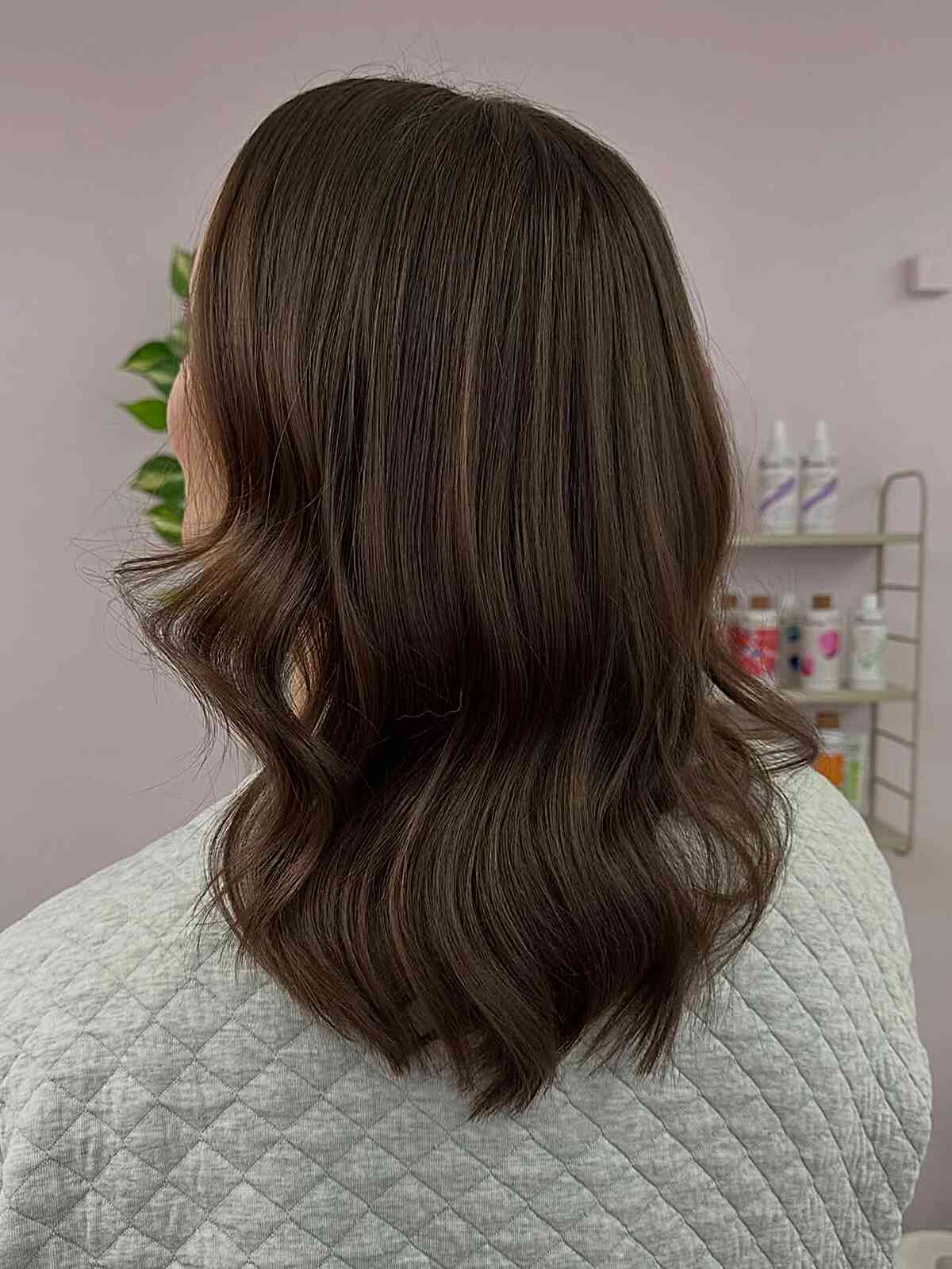 Dark Brown Collarbone Subtle Lighter Brown Highlights, Close-Up Take Dark Brown Collarbone Subtle Lighter Brown Highlights, Close-Up Take — Classy Highlights on Brown Hair