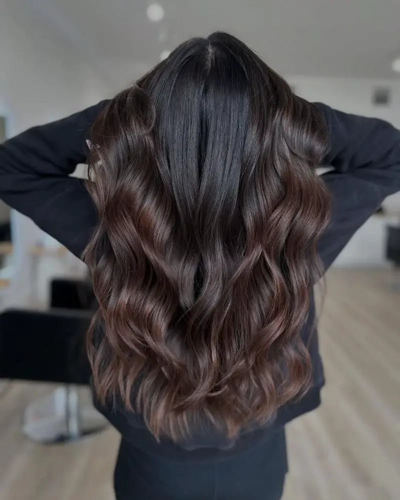 Mid-Back Dark Brown Lighter Brown Ends, Wavy Mid-Back Dark Brown Lighter Brown Ends, Wavy — Classy Highlights on Brown Hair