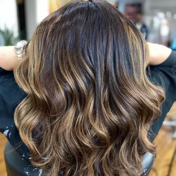 Medium Brown Mid-Back Golden Highlights Medium Brown Mid-Back Golden Highlights — Classy Highlights on Brown Hair
