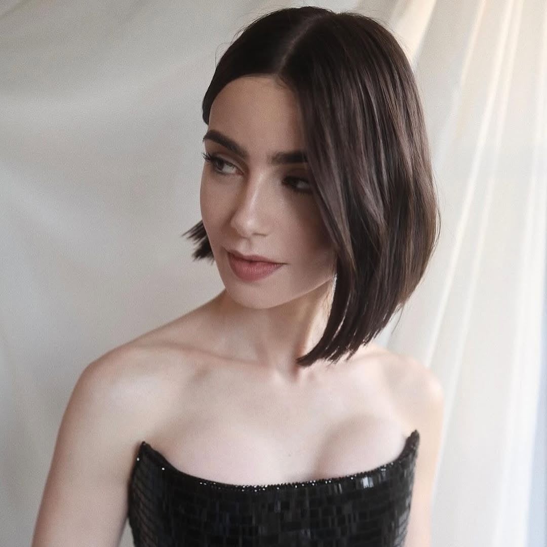 Dark Brown Chin Bob Subtle Blonde Dark Brown Chin Bob Subtle Blonde — Classy Highlights on Brown Hair
