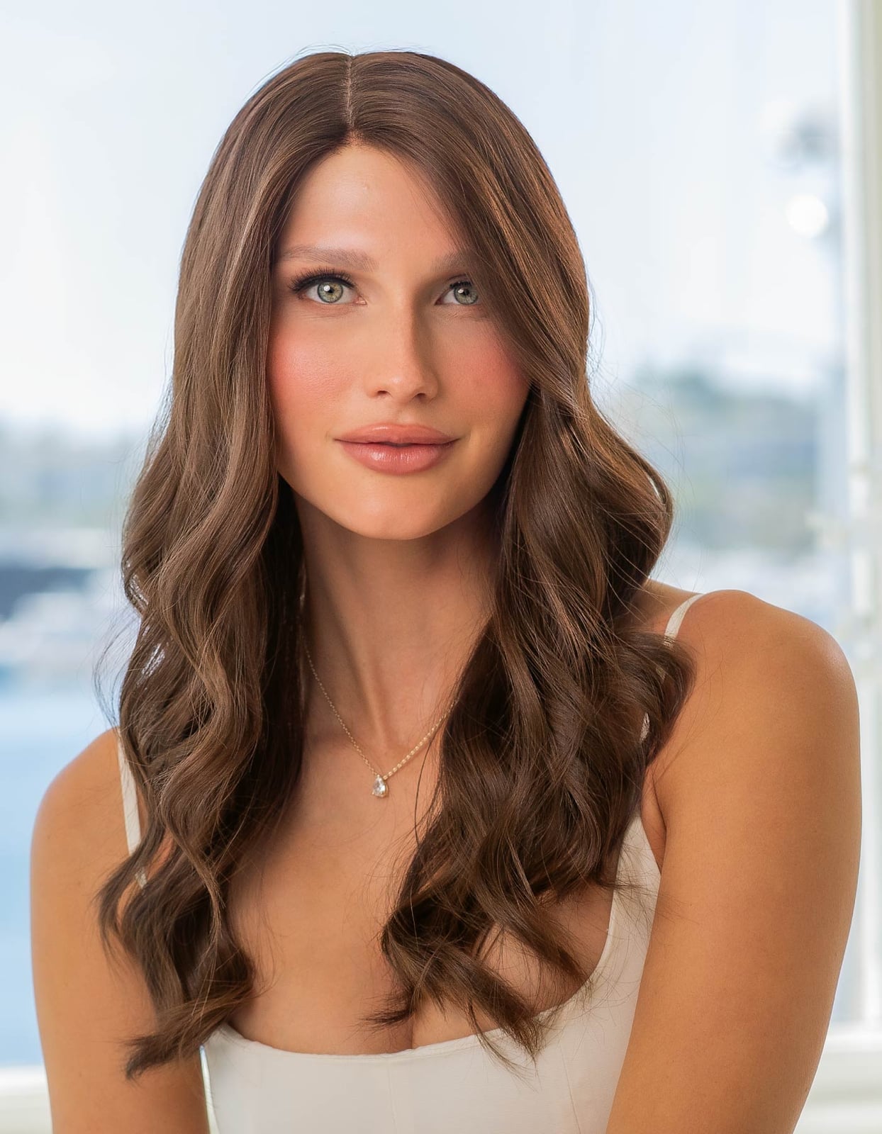 Collarbone Layers With Natural Brown Highlights Collarbone Layers With Natural Brown Highlights — Classy Highlights Wig