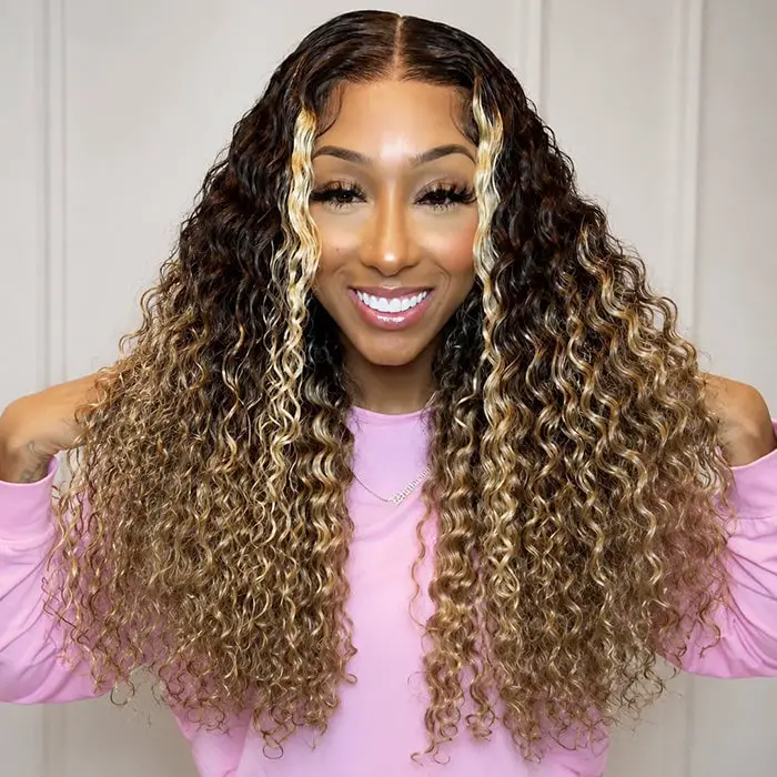 Long Curly Dark Brown With Blonde Highlights Long Curly Dark Brown With Blonde Highlights — Classy Highlights Wig