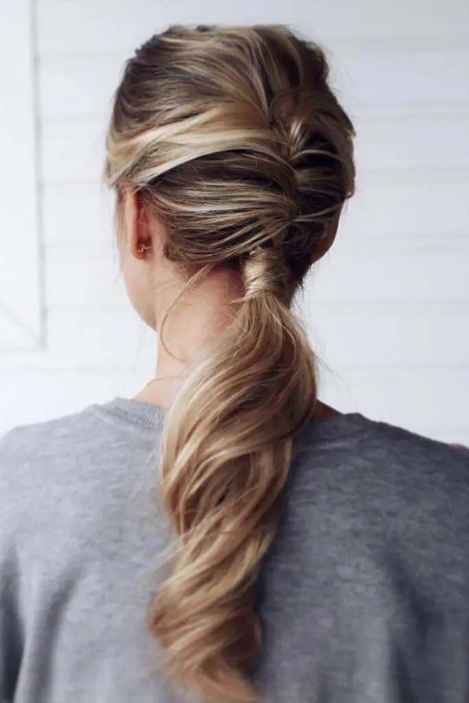 Shoulder Length Twisted Ponytail With Blonde With Highlights Shoulder Length Twisted Ponytail With Blonde With Highlights — Classy Hiking Hairstyles