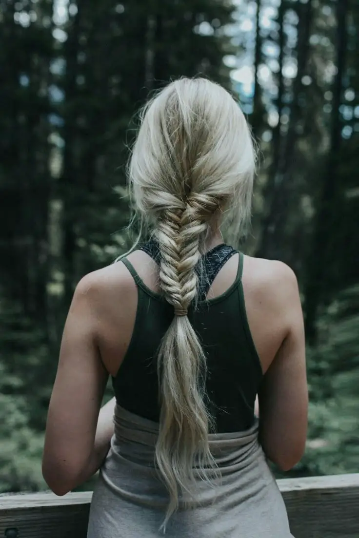 Fishtail Braid Ash Blonde With Root Shadow Fishtail Braid Ash Blonde With Root Shadow — Classy Hiking Hairstyles