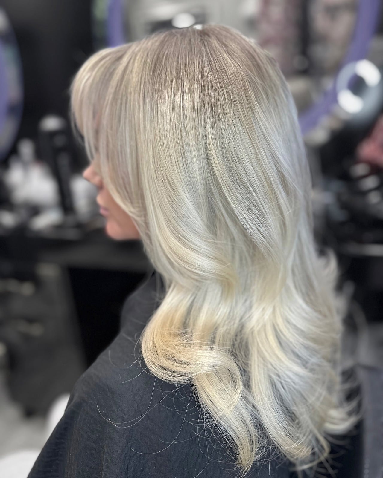 Shoulder Length Ash Blonde with Face-Framing Bangs Shoulder Length Ash Blonde with Face-Framing Bangs — Classy Icy Blonde Hair
