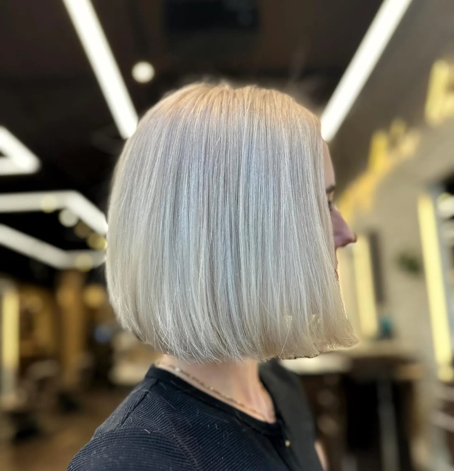 Chin-Length Bob in Uniform Icy Blonde Chin-Length Bob in Uniform Icy Blonde — Classy Icy Blonde Hair