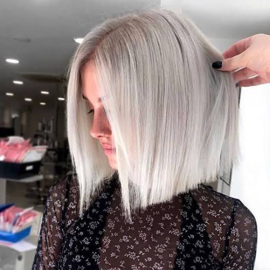 Sleek Collarbone Bob with Platinum Icy Blonde, Straight Sleek Collarbone Bob with Platinum Icy Blonde, Straight — Classy Icy Blonde Hair