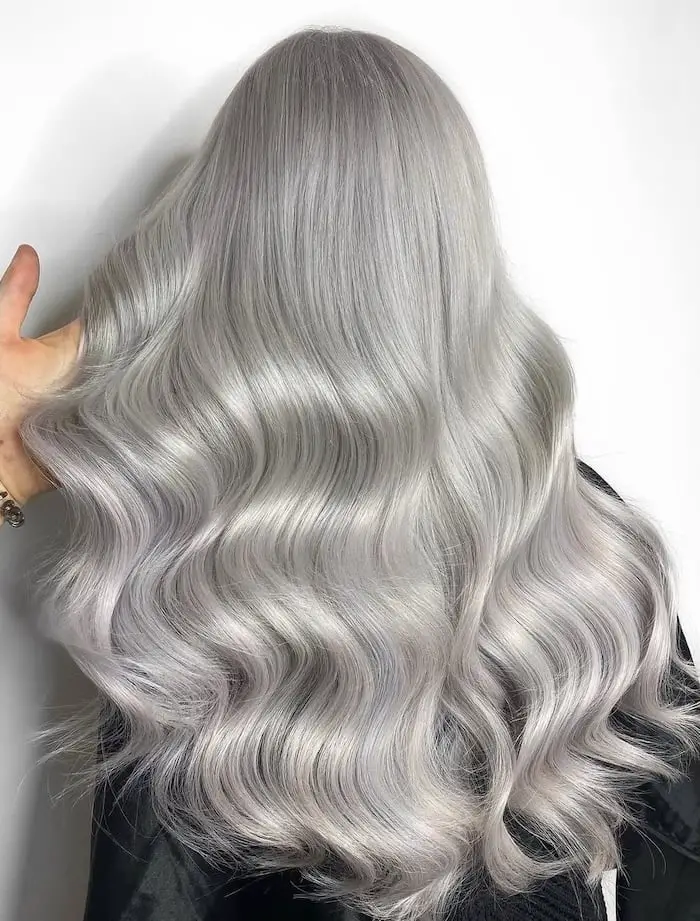 Mid-Back Layers in Extreme Icy Platinum Mid-Back Layers in Extreme Icy Platinum — Classy Icy Blonde Hair