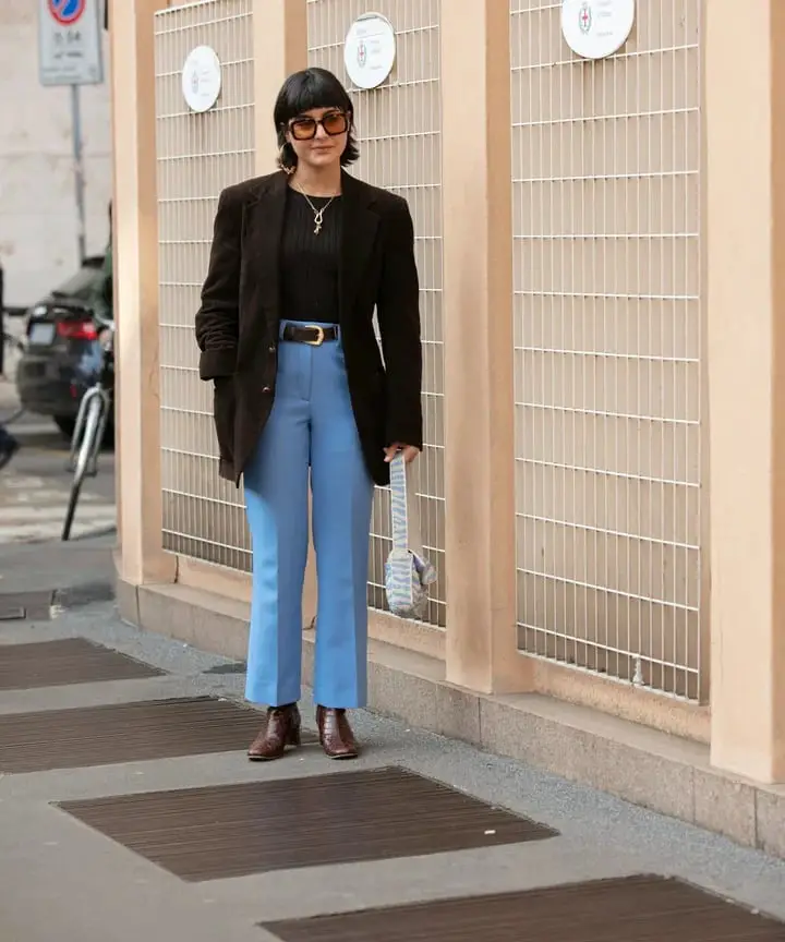 Bright Blue Trousers with Corduroy Blazer — Classy Indie Outfits