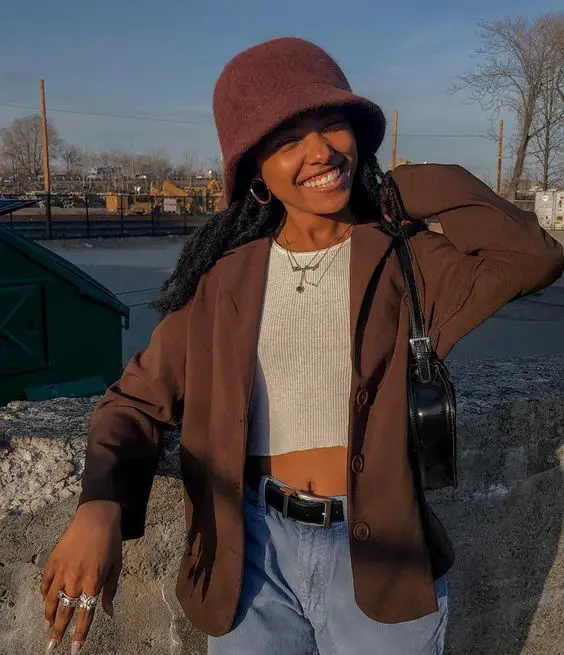 Cropped Top Blazer with Corduroy Trousers — Classy Indie Outfits