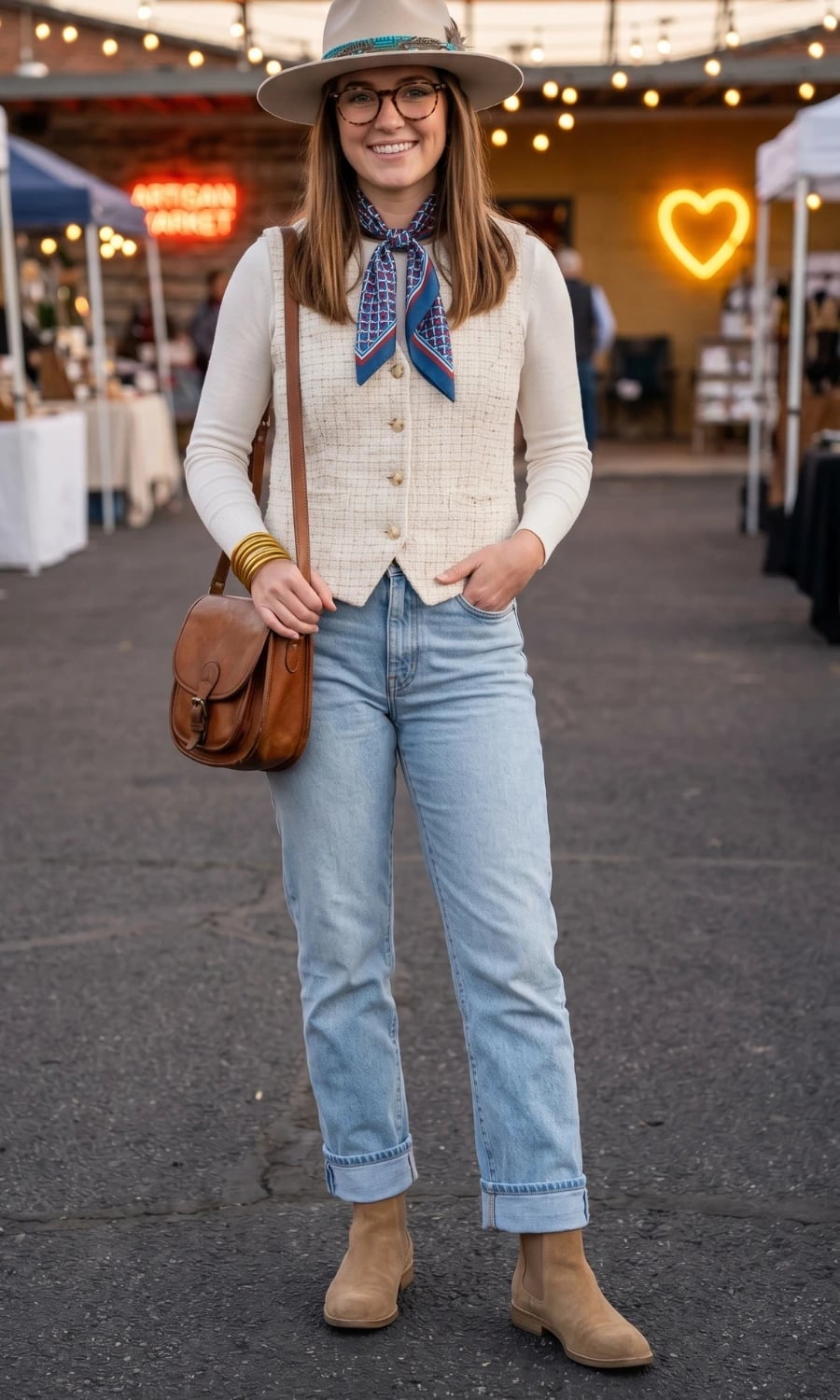 Tweed Vest Jeans and Suede Boots — Classy Indie Outfits