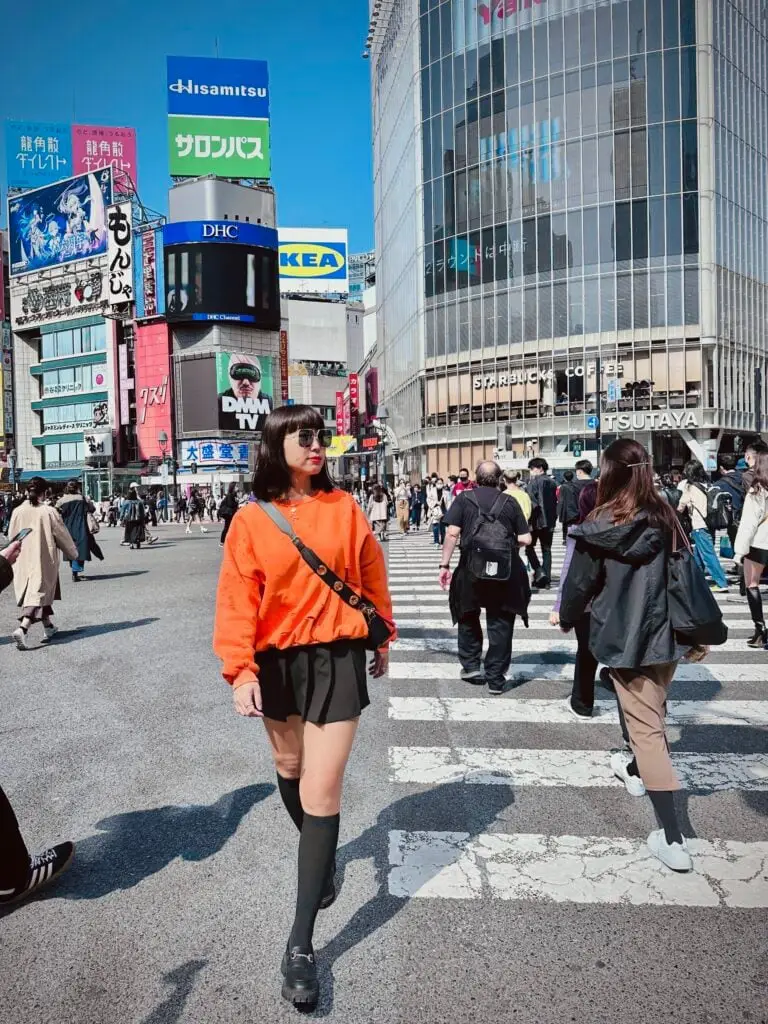 Orange Sweatshirt and Black Mini Skirt Orange Sweatshirt and Black Mini Skirt — Classy Japan Outfits