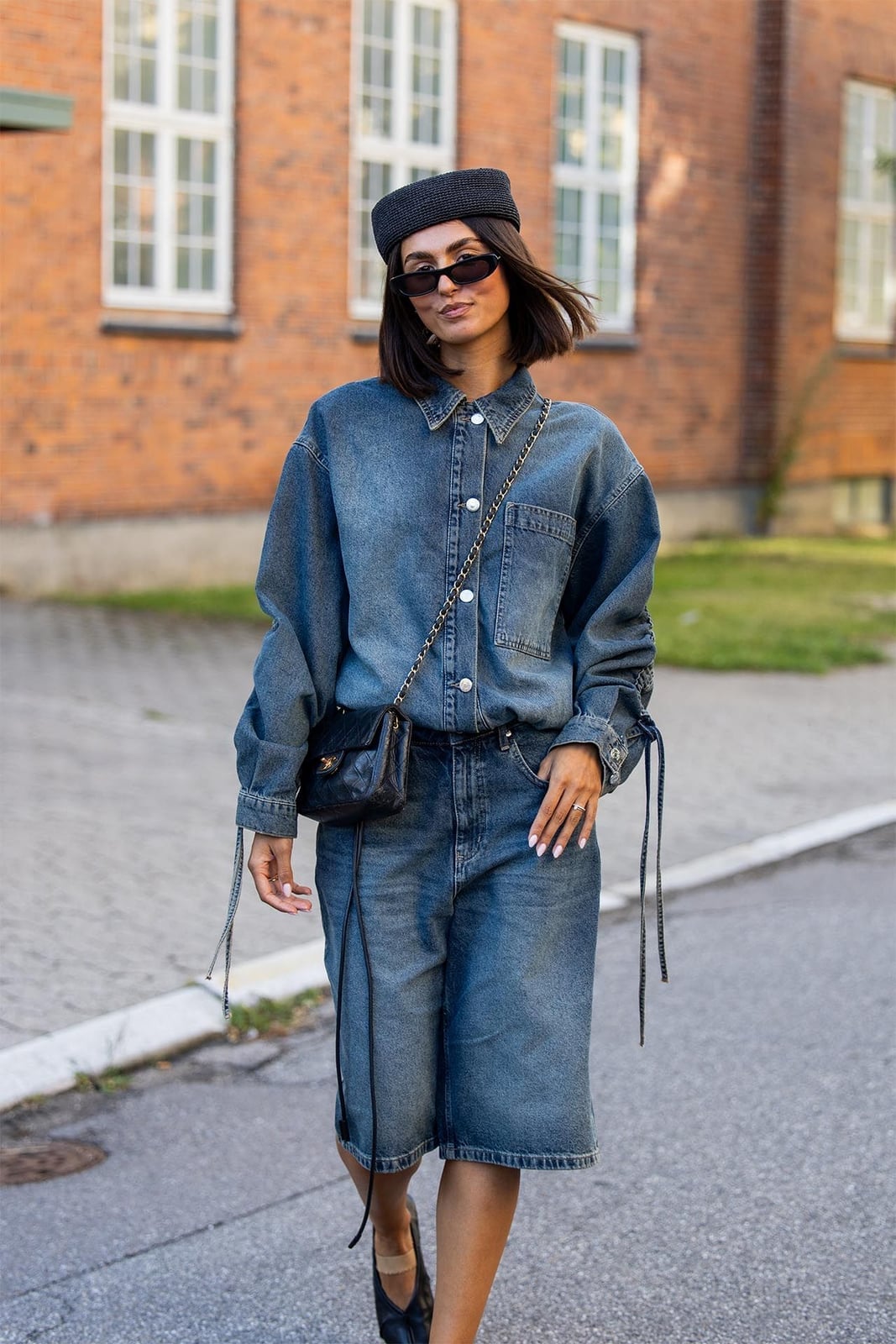 Denim Shirt Jacket With Matching Shorts Denim Shirt Jacket With Matching Shorts — Classy Jean Jacket Outfits