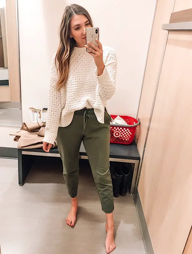 Olive Green Joggers With Textured Knit Sweater Olive Green Joggers With Textured Knit Sweater — Classy Joggers Outfits