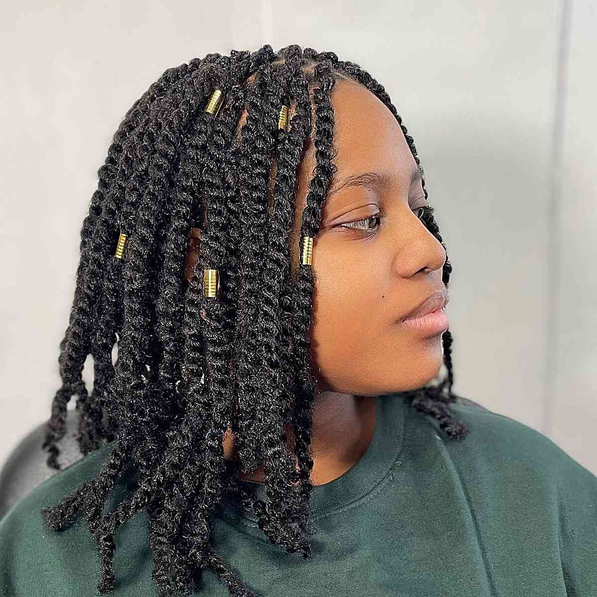 Collarbone Box Braids With Gold Beads — Classy Kinky Hair