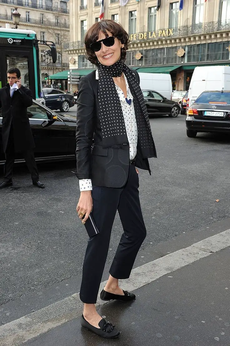 Black Blazer Over Polka Dot Blouse and Trousers — Classy La Outfits