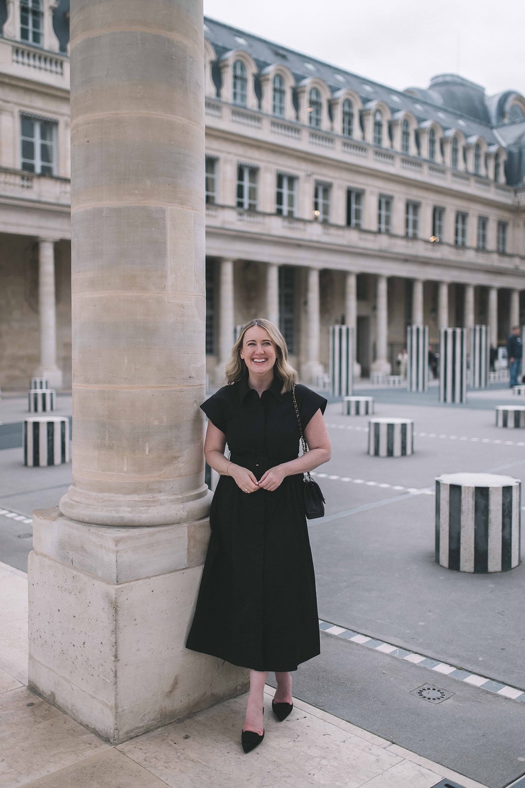 Black Fit-and-Flare Midi Dress with Belt — Classy La Outfits
