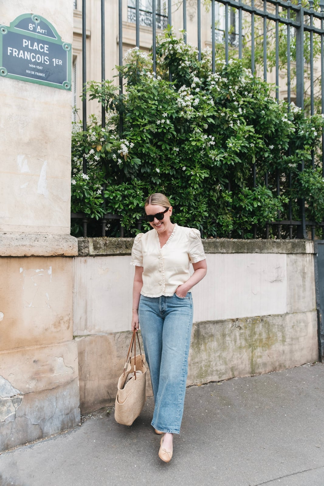 Pale Yellow Puff-Sleeve Blouse with Wide-Leg Jeans — Classy La Outfits