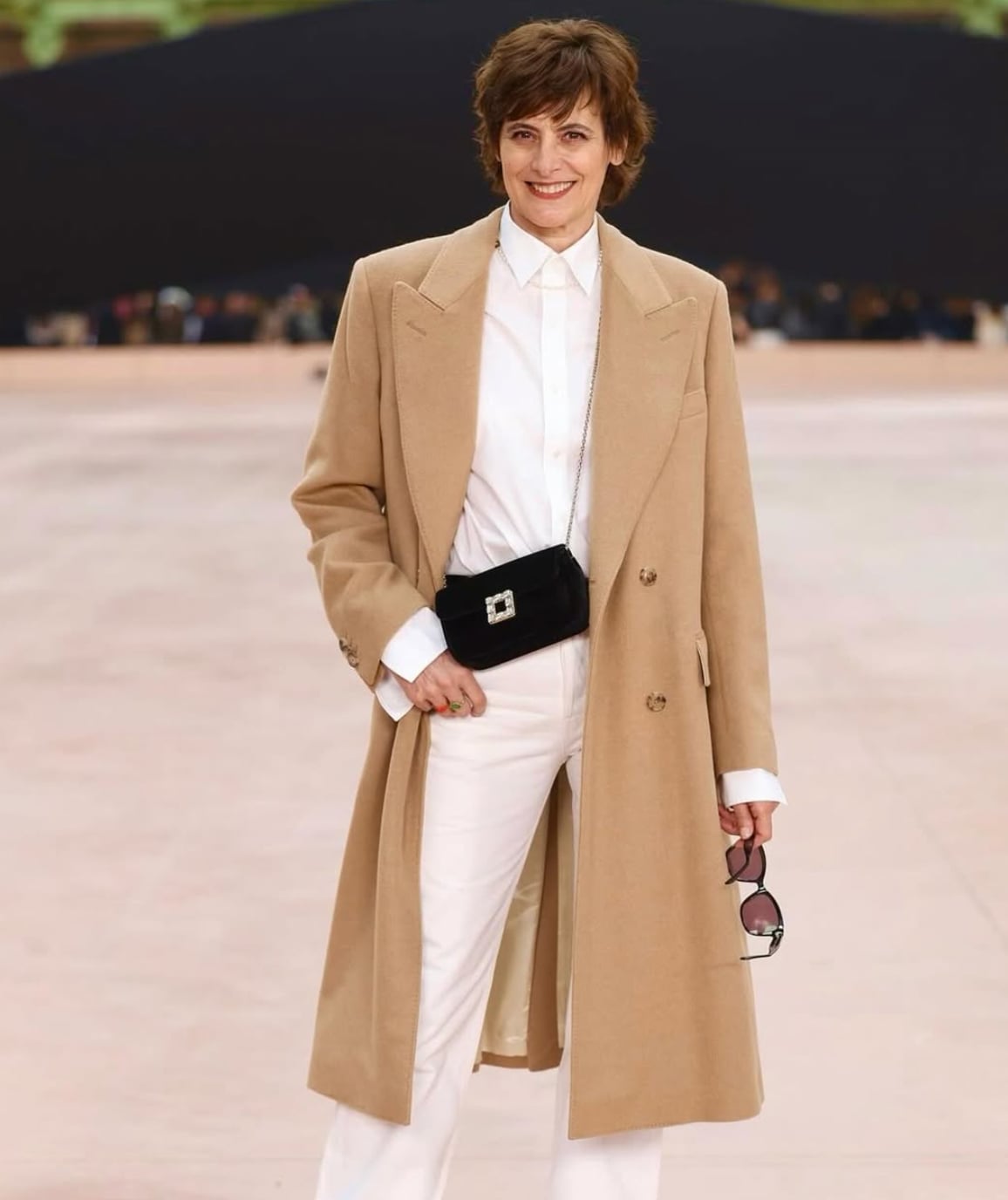 Camel Wool Coat Over White Shirt and Trousers — Classy La Outfits
