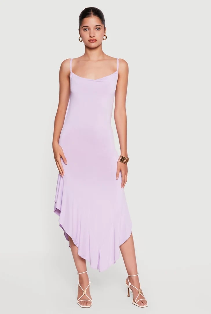 Lavender Slip Dress with Asymmetrical Ruffled Hem Lavender Slip Dress with Asymmetrical Ruffled Hem — Classy Lavender Dress