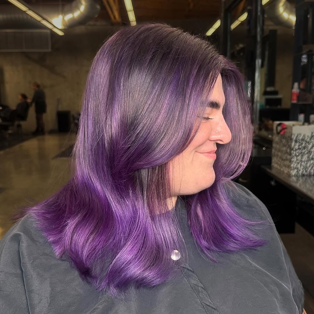 Deep Purple Collarbone Lavender Gradient Deep Purple Collarbone Lavender Gradient — Classy Lavender Hair