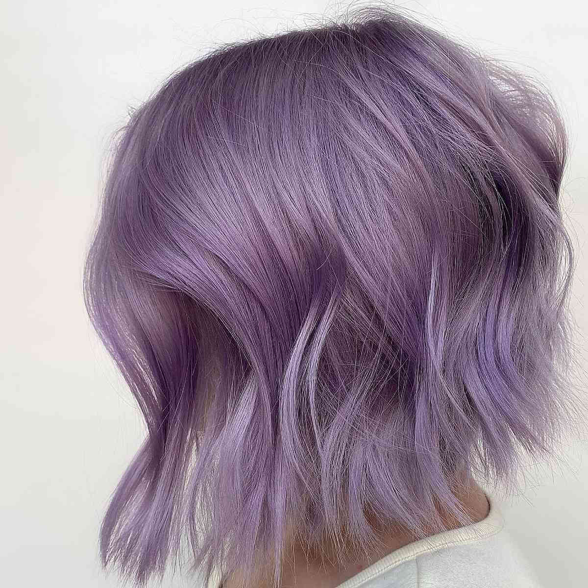Classy Lavender Chin Length Wavy Bob Classy Lavender Chin Length Wavy Bob — Classy Lavender Hair
