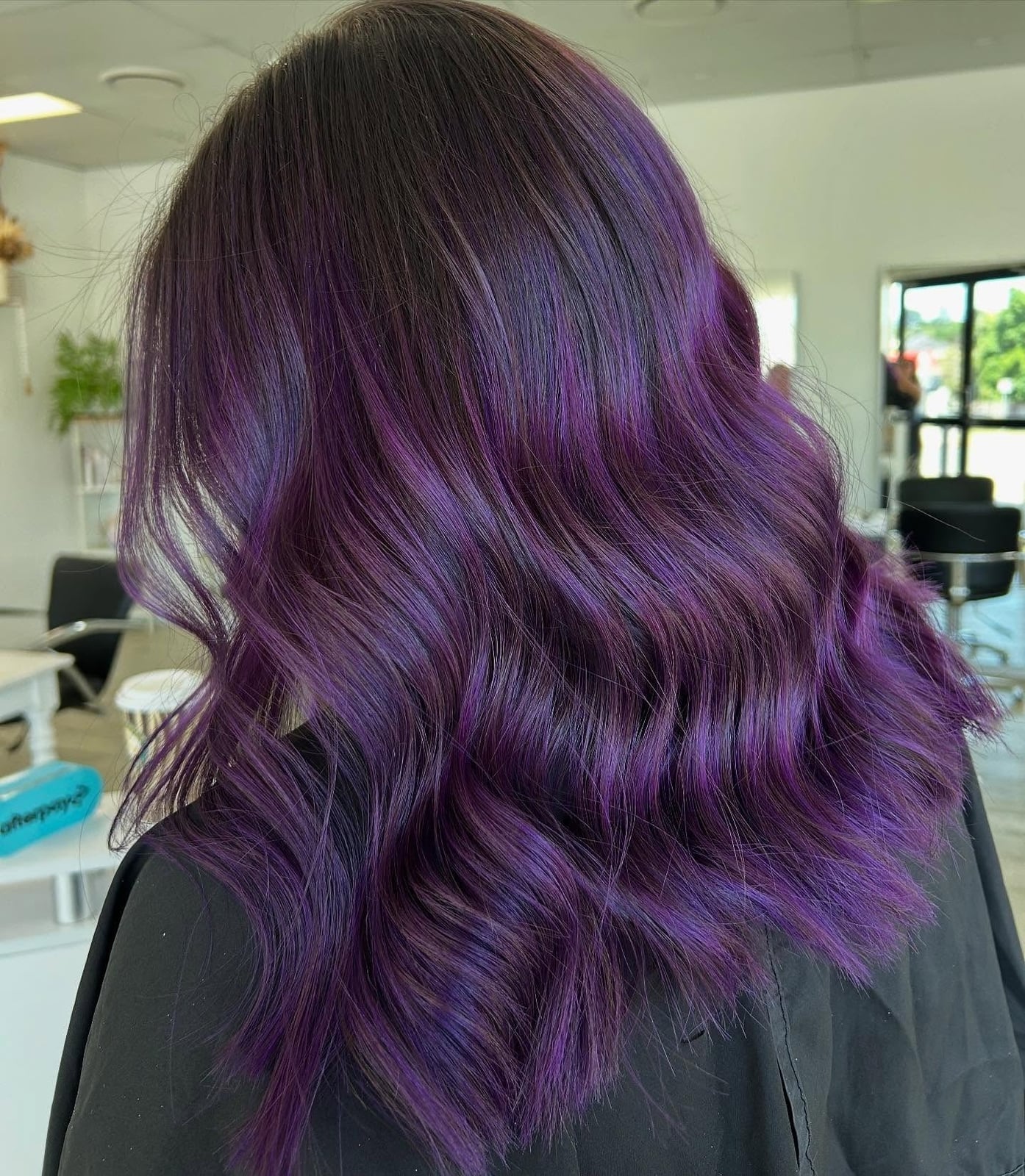 Rich Purple Mid-Back With Violet Highlights Rich Purple Mid-Back With Violet Highlights — Classy Lavender Hair