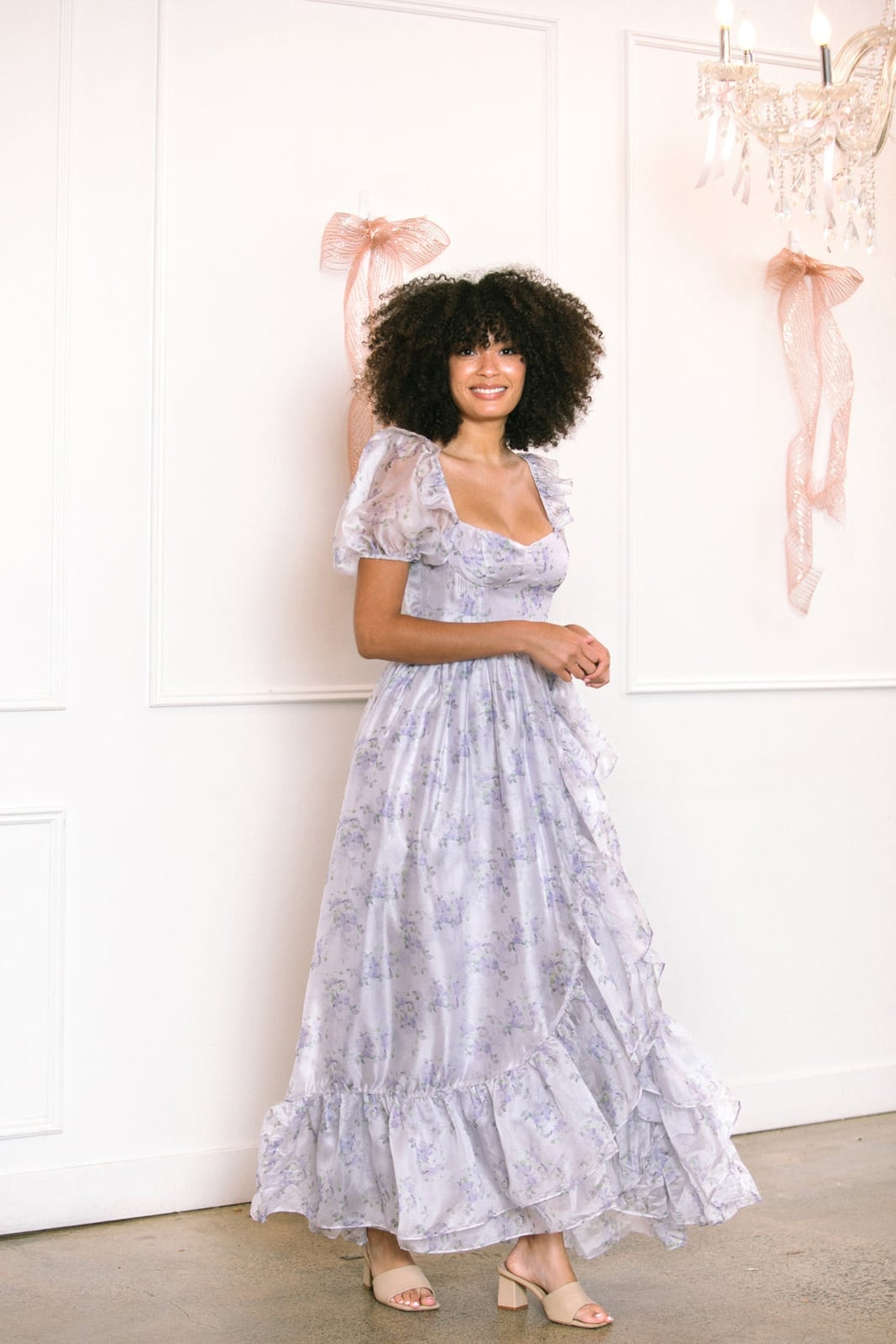 Ruffled Lavender Floral Maxi Dress Ruffled Lavender Floral Maxi Dress — Classy Lavender Outfits