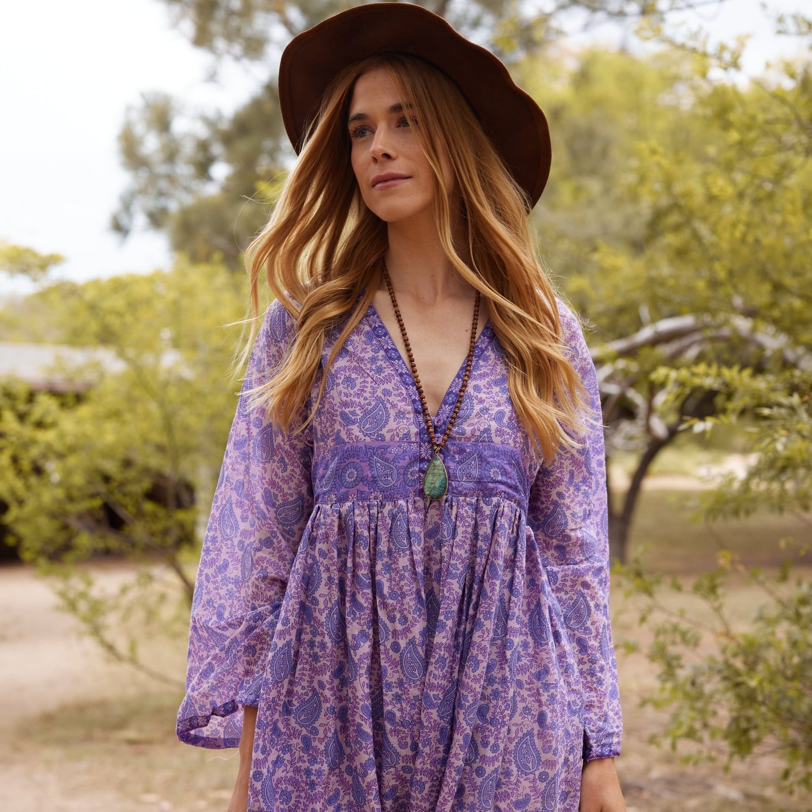 Purple Paisley Print Dress With Empire Waist Purple Paisley Print Dress With Empire Waist — Classy Lavender Outfits