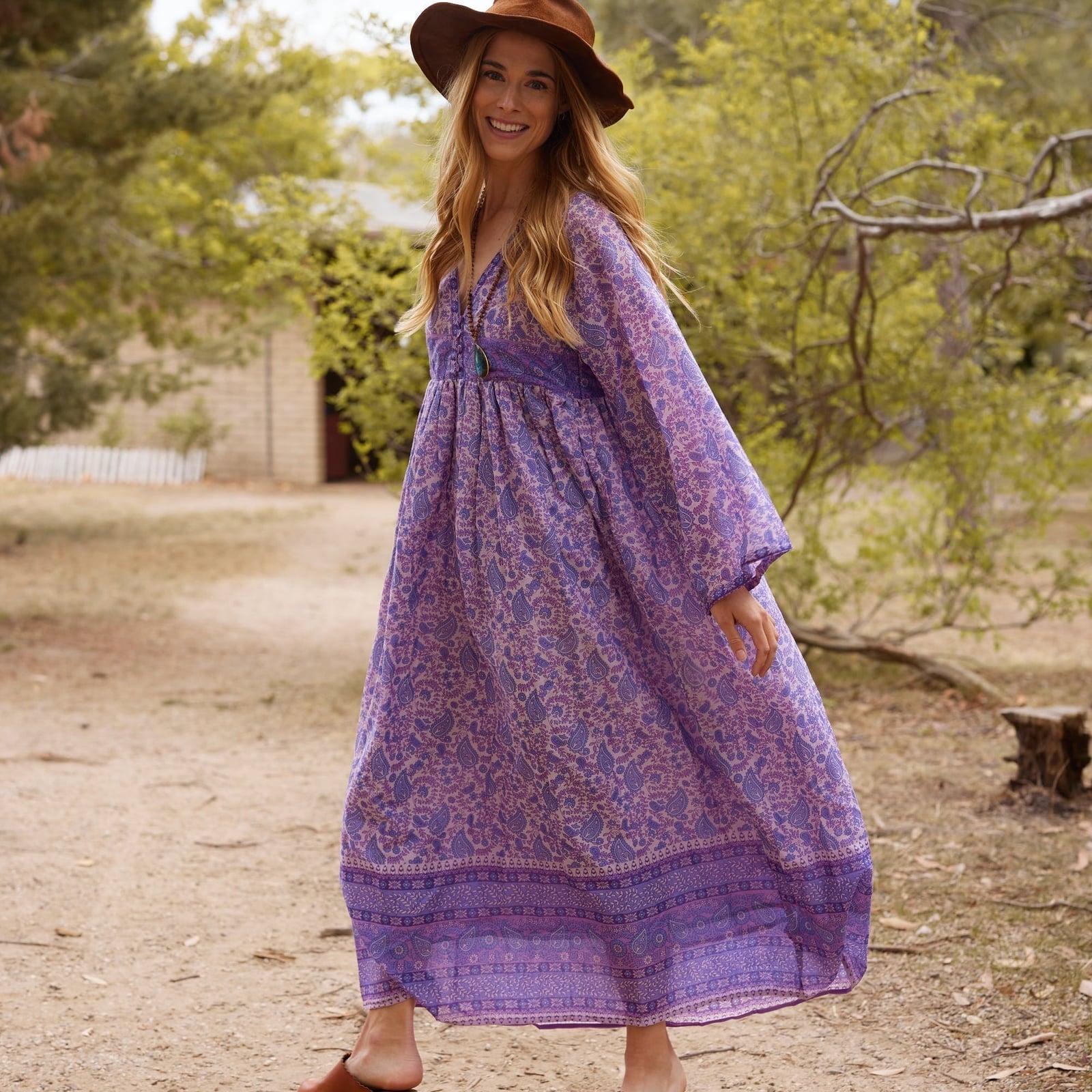 Lavender And Purple Printed Maxi Dress Lavender And Purple Printed Maxi Dress — Classy Lavender Outfits